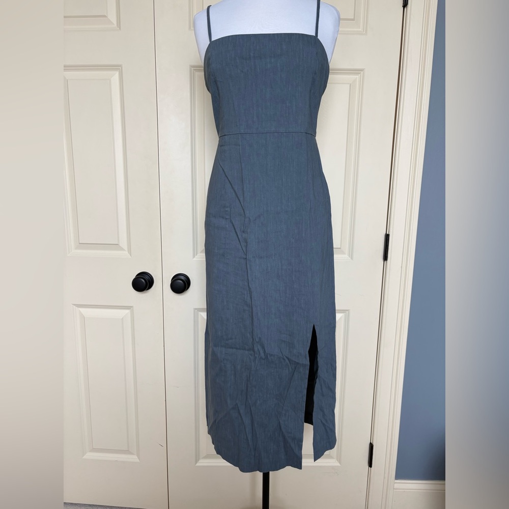 Theory Slate Blue Midi Dress with Side Slit